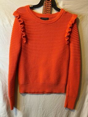 Banana Republic Ruffle-Shoulder Knit Sweater - Orange size M